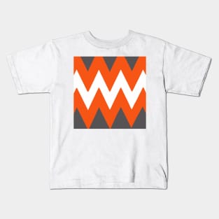 Chevron Orange and Gray Kids T-Shirt